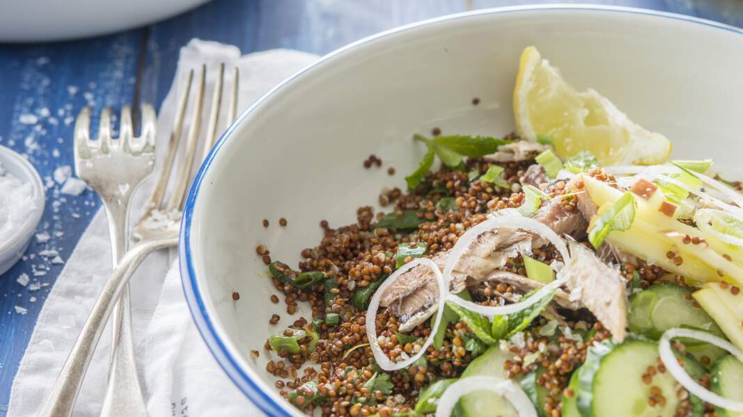 Salade de quinoa, concombre et sardine 