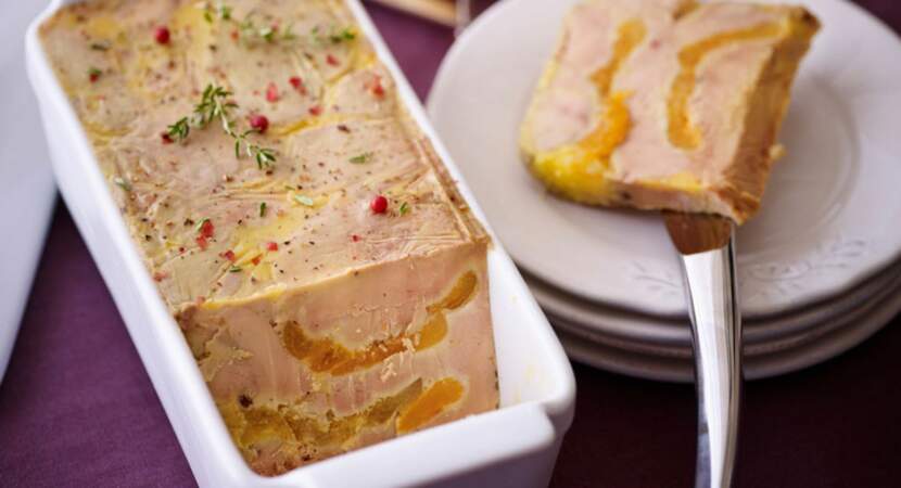 Marbré de foie gras aux abricots secs et banyuls