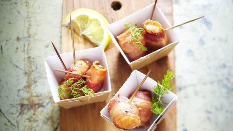 Bouchées de saumon au lard