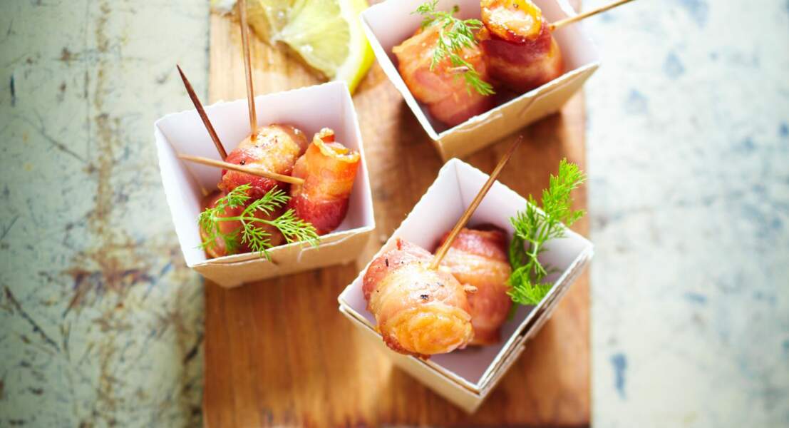 Bouchées de saumon au lard
