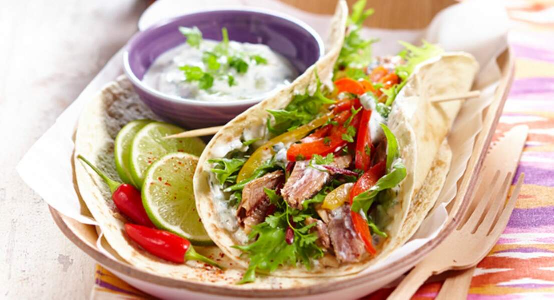 Tacos fines herbes et sardines grillées