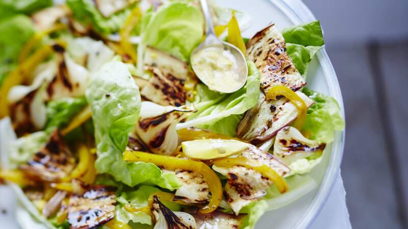 Mercredi : Salade aux aubergines cuites à la plancha