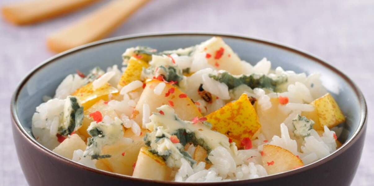 Salade de riz poire-roquefort