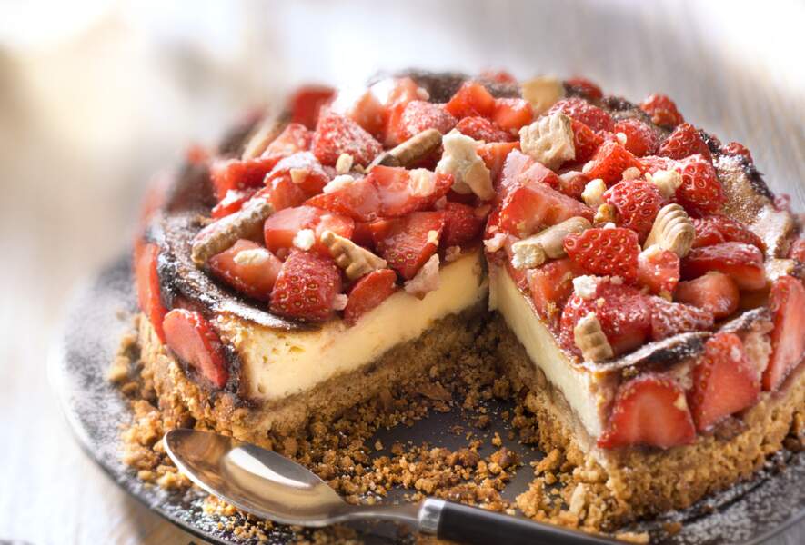 DIMANCHE : Cheese-cake aux petits-beurre et aux fraises