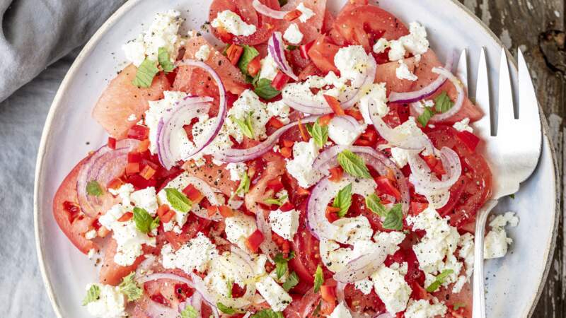 Salade de pastèque tomate et féta