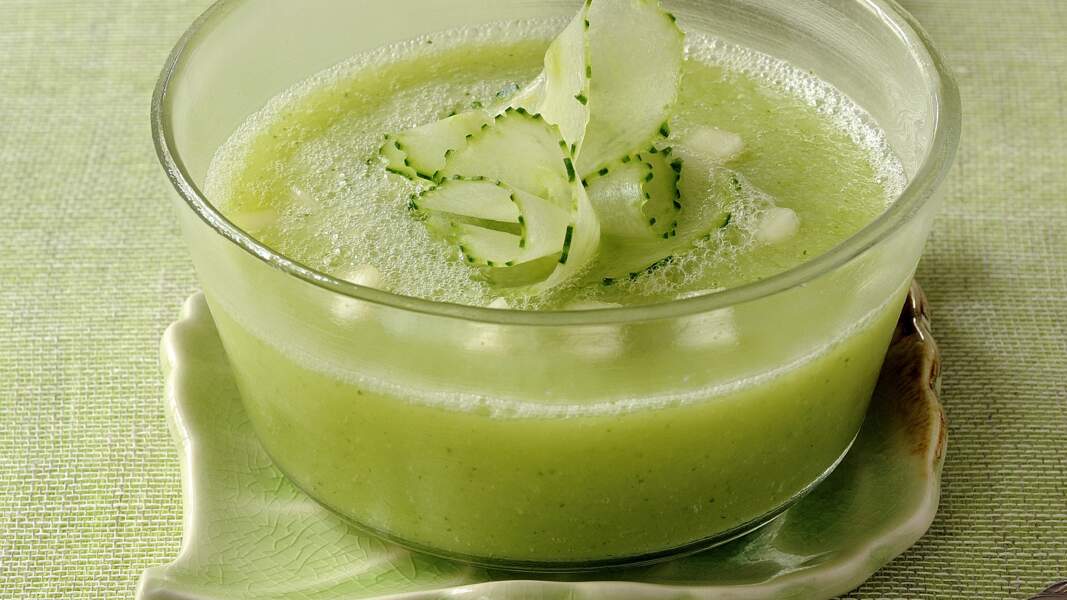 Soupe froide de melon vert et concombre