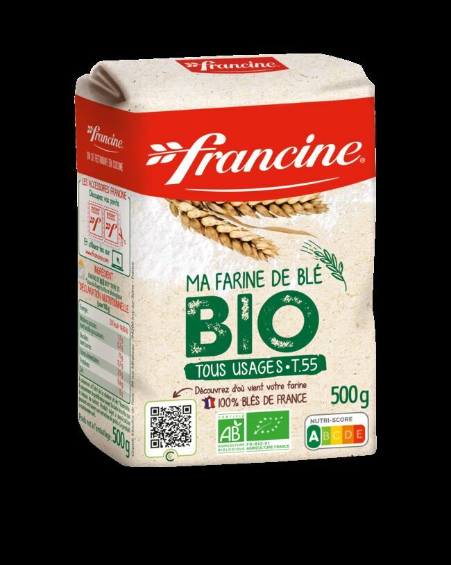 Ma Farine de blé bio T55, 1 kg, Francine.