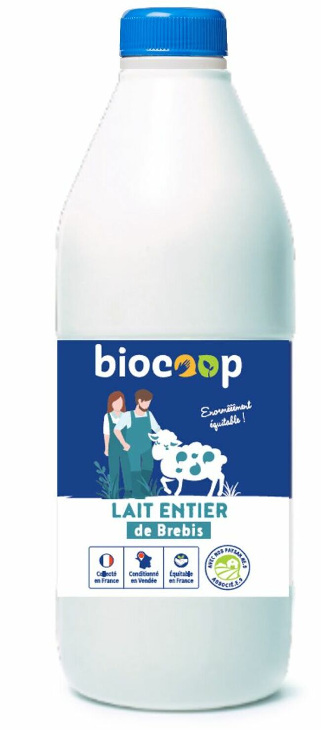 Lait de brebis Biocoop, 3,50 € les 75 cl, en magasins bio.