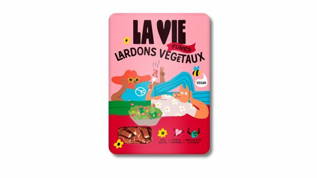 Lardons végétaux fumés, 3,19 € (2 x 100 g), La Vie.