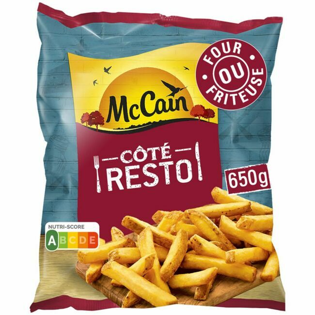 Frites surgelées Côté Resto, au four ou à la friteuse, 3,15 € (650 g), McCain.