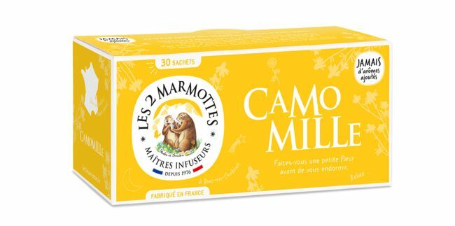 Infusion camomille, 5,15 € (30 sachets), Les 2 Marmottes.