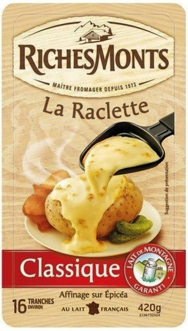 La raclette classique, 6 € (420 g), Richesmonts.