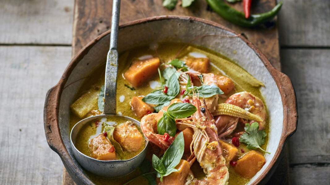 Curry aux crevettes et potiron