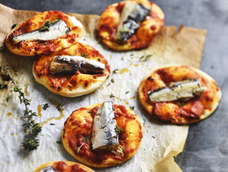 Mini-pizzas arrabiata et sardines