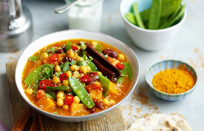 Curry végétarien aux pois chiches et potiron	
