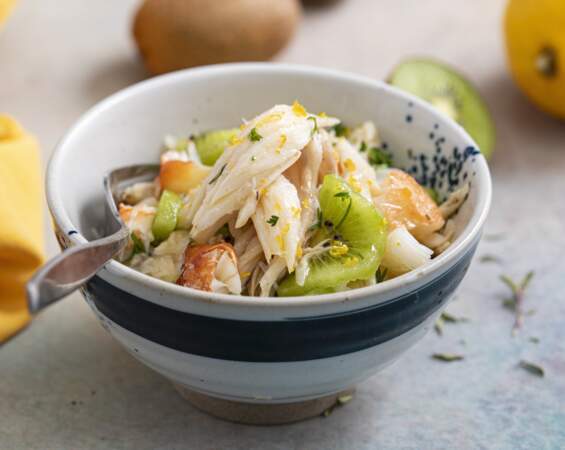 Salade de raie au crabe et kiwi