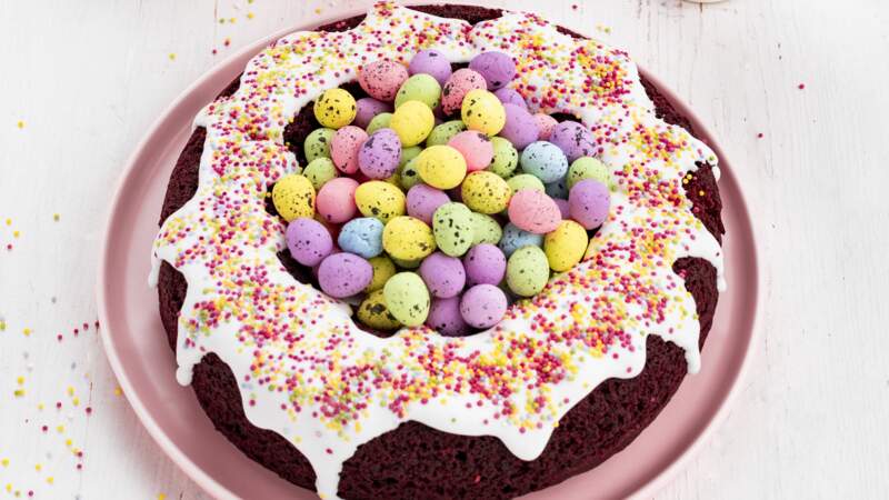 Idée de gâteau de Pâques : Gâteau chocolat façon nid de Pâques 		