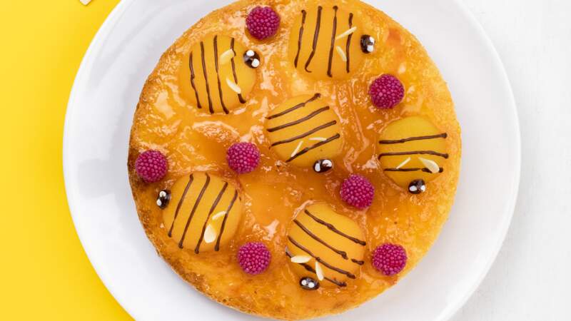 Gâteau aux abricots décoration abeille	 