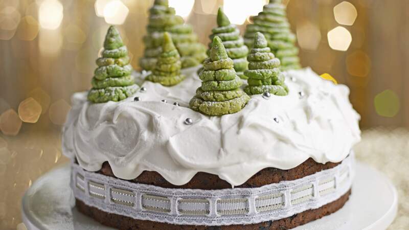 Gâteau de Noël et sa forêt enchantée