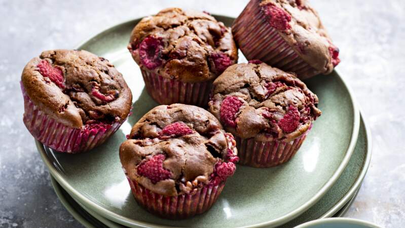 Muffin au chocolat et aux framboises
