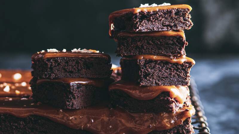 Brownie au chocolat et caramel salé