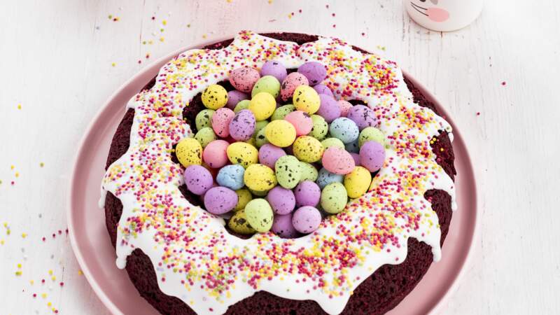 Idée de gâteau de Pâques : Gâteau chocolat façon nid de Pâques 		