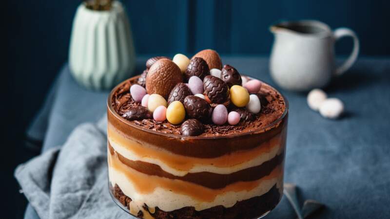 Trifle chocolat caramel de Pâques
