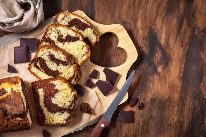 Cake marbré et son cœur coulant au chocolat au lait : la recette facile